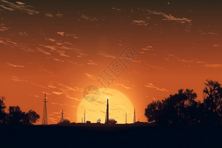 太阳背景下的火箭背景图片
