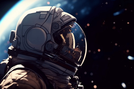 宇航员在太空凝视地球插图背景图片
