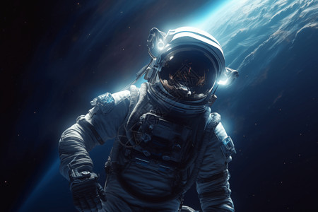 漂浮的宇航员3D渲染图背景图片
