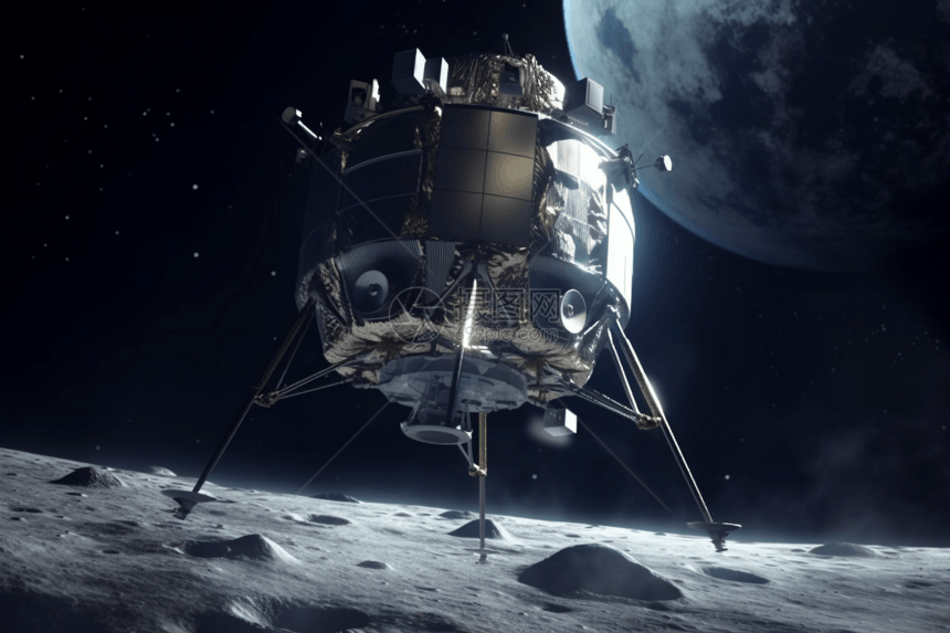 登月舱在月球的场景图片