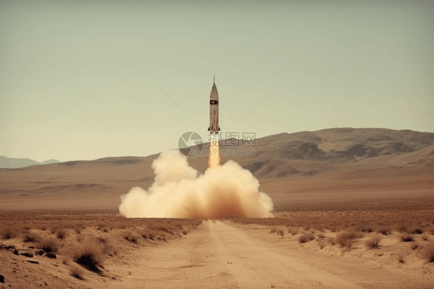 火箭从沙漠发射图片