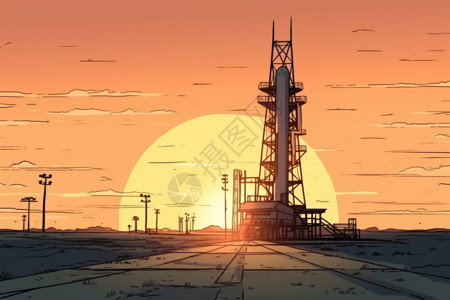 日出发射塔背景图片