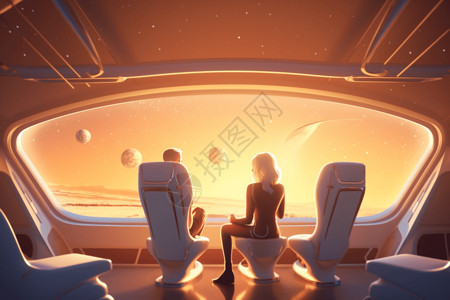 太空旅游游客插图背景图片