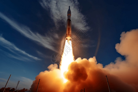 火箭升入天空背景图片