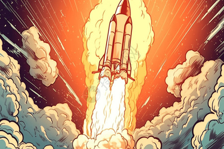 火箭发射场景插画背景图片