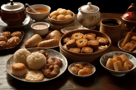 春节的各类糕点背景图片