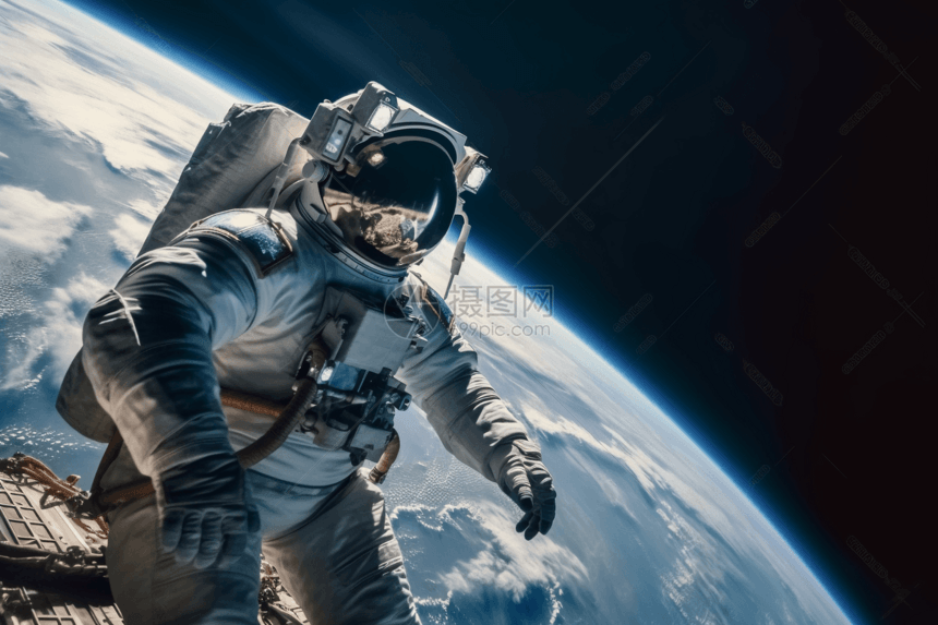 宇航员在太空行走中进行实验图片