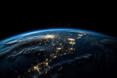 夜晚地球太空看的地球全景设计图背景