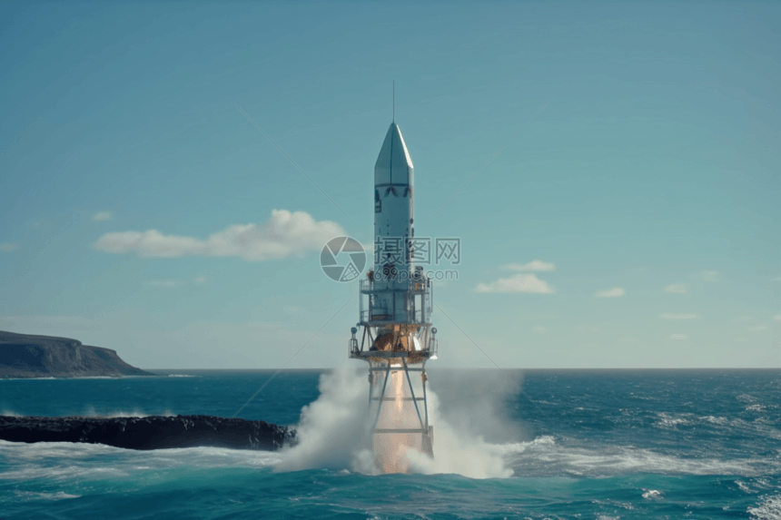 发射双引擎火箭图片
