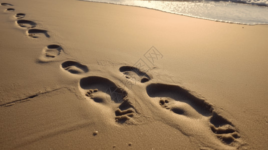 沙脚印两对印在沙滩上的脚印背景