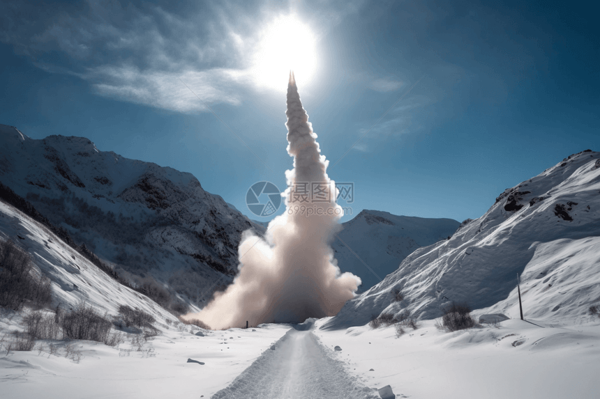雪山发射的火箭场景图片