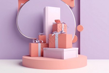 粉红色礼品盒3d礼盒场景设计图片