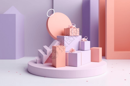 一堆礼品盒3d渲染礼盒设计图片