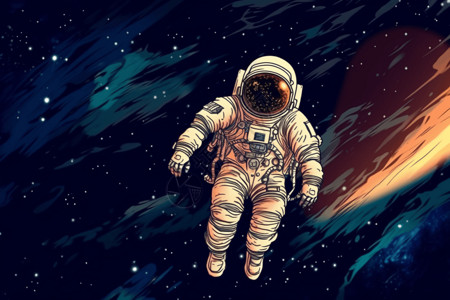 宇航员漂浮在宇宙插图背景图片