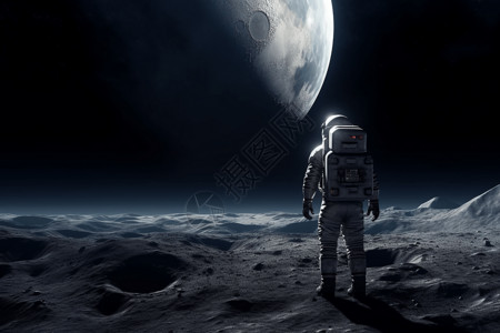 宇航员在月亮上宇航员独自站在月球设计图片