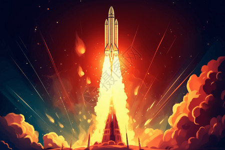 火箭从发射台场景插图图片