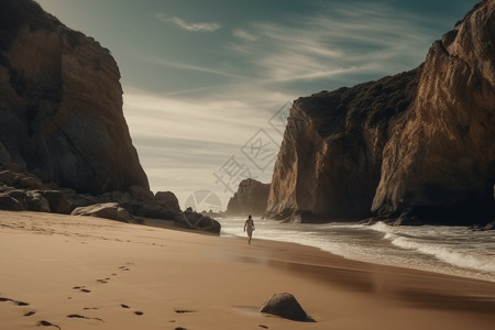情侣沙滩散步背景图片