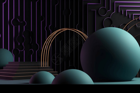 拱门造型3d暗色的背景设计图片