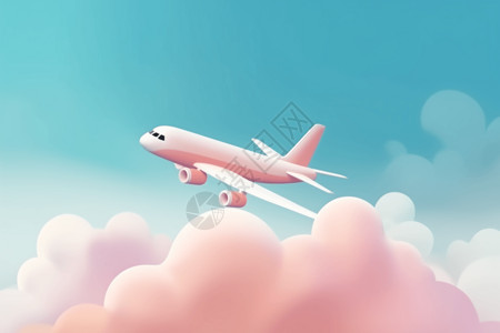 粉彩飞机在飞行背景图片