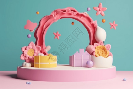 生日蛋糕元素童话元素展台设计图片