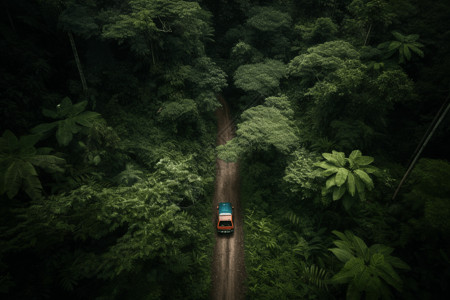 汽车驶过蜿蜒的道路高清图片