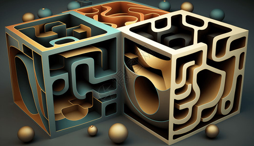 分层构图抽象的迷宫设计图片