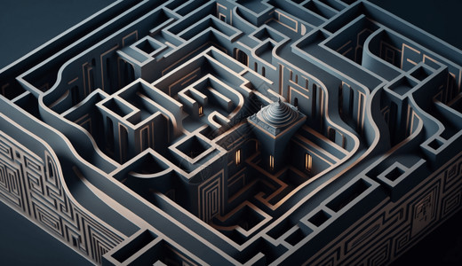 分层构图Escher风格的3d迷宫设计图片