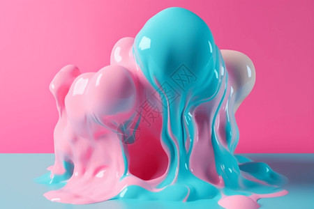 章鱼须小卷3D渲染抽象油漆背景设计图片