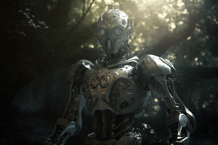 森林中的机器人背景图片