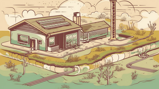 生态住宅住宅中的地热系统插画
