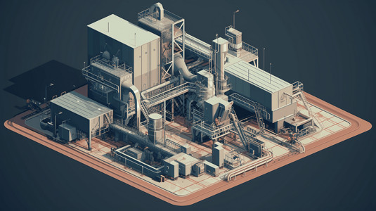 工业设计图繁忙的工厂插画