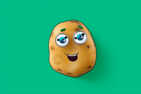 土豆脸部贴纸3D渲染图背景图片