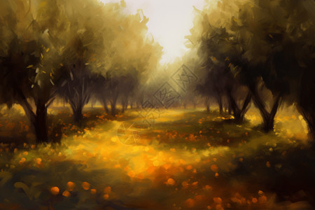 橘子果园场景平面插图图片