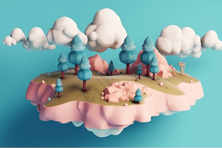 3d自然元素云渲染背景图片