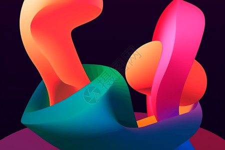 3d抽象创意设计彩色扭曲液体图片
