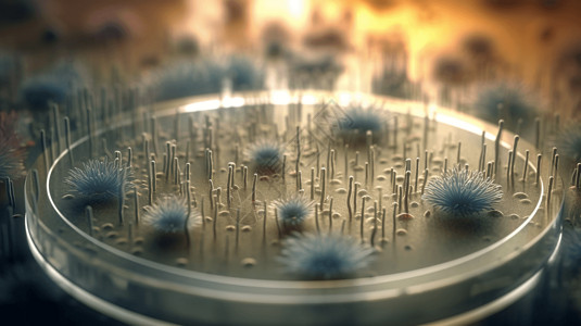 3D渲染细菌菌落培养皿图片