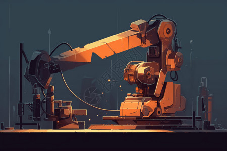 机器人焊接工业机器人手臂插画