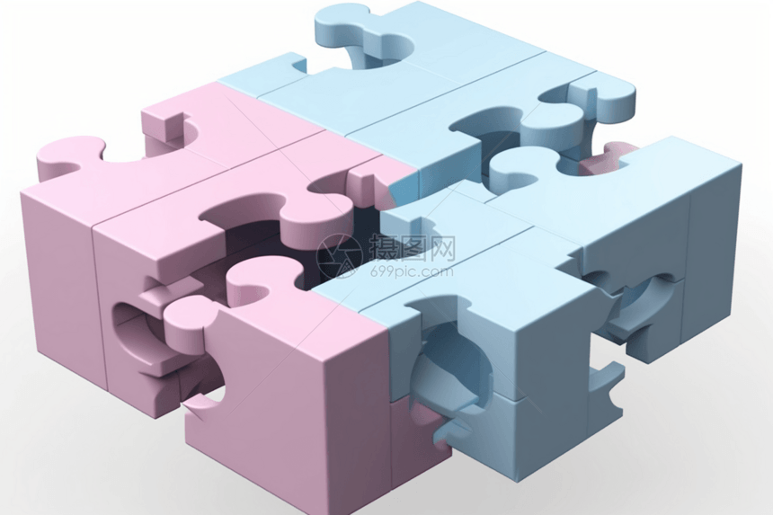 3D拼图渲染场景图片