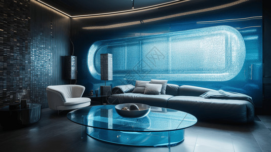 未来主义的客厅背景图片