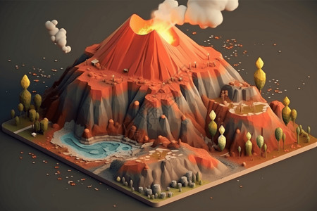 火山爆发插图高清图片