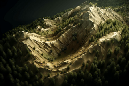 山体滑坡粘土山体的滑坡渲染图设计图片