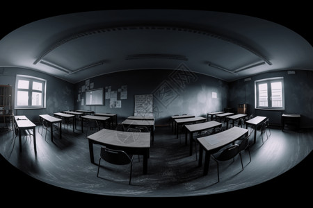 教室的3D全景渲染图图片