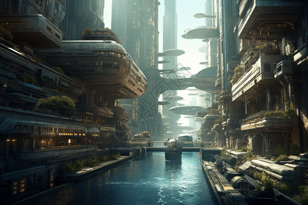 漂浮城市未来派世界图图片