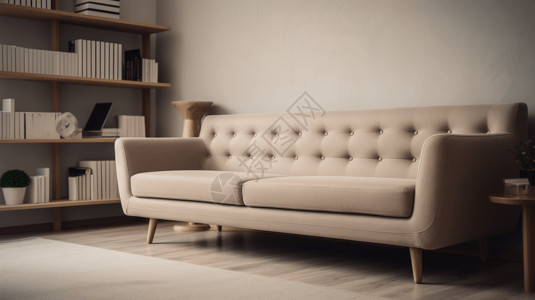 柔软沙发米色沙发渲染图设计图片
