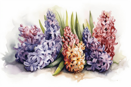 淡紫色花瓣五颜六色的风信子插画