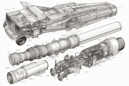 飞机部件排气系统拆组装设计图片