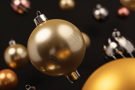 准备圣诞节商品金色的圣诞球设计图片