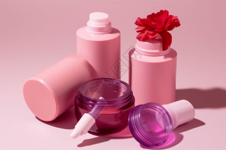 粉色化妆品容器图片