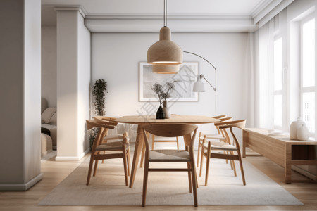 餐厅白色椅子木质餐厅设计图片