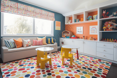 彩色陀螺玩具鲜艳的儿童房设计图片